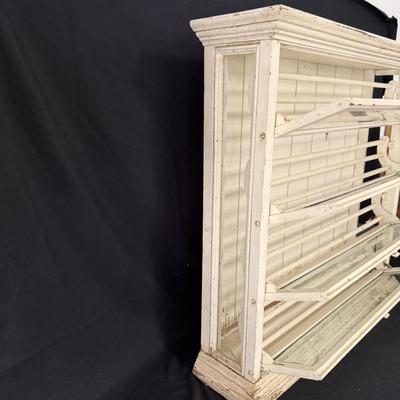 Distressed White Wood Cabinet With Flip-Down Doors (G-MG)