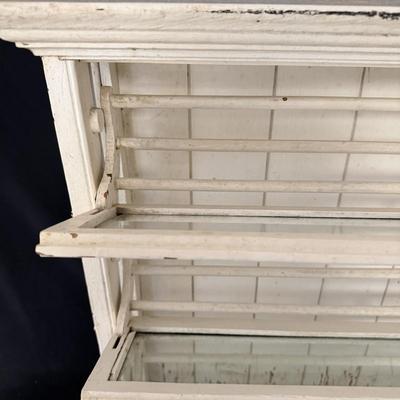 Distressed White Wood Cabinet With Flip-Down Doors (G-MG)