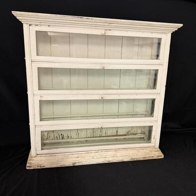 Distressed White Wood Cabinet With Flip-Down Doors (G-MG)