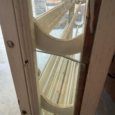 Distressed White Wood Cabinet With Flip-Down Doors (G-MG)