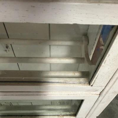 Distressed White Wood Cabinet With Flip-Down Doors (G-MG)