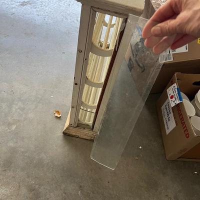 Distressed White Wood Cabinet With Flip-Down Doors (G-MG)