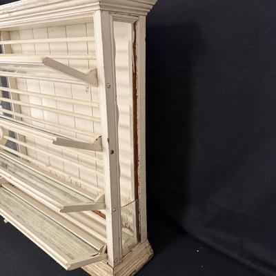 Distressed White Wood Cabinet With Flip-Down Doors (G-MG)