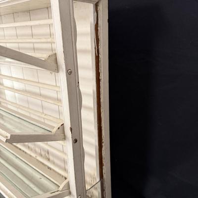 Distressed White Wood Cabinet With Flip-Down Doors (G-MG)