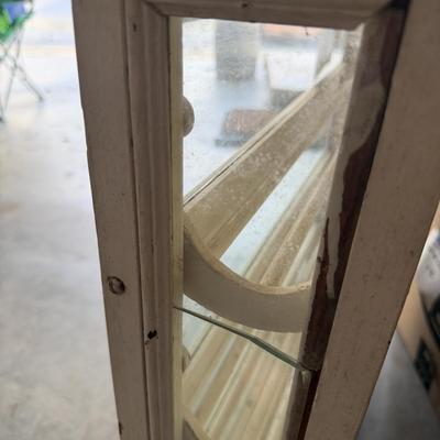 Distressed White Wood Cabinet With Flip-Down Doors (G-MG)