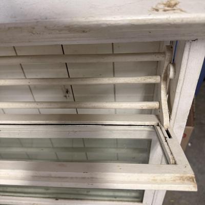 Distressed White Wood Cabinet With Flip-Down Doors (G-MG)