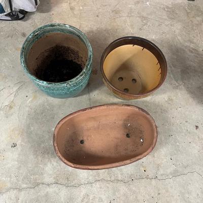 Trio of Large Glazed Plant Pots (G-RG)