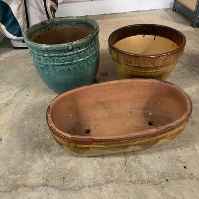 Trio of Large Glazed Plant Pots (G-RG)