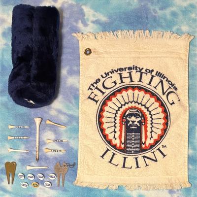 Vintage Fighting Illini Chief Illiniwek Golf Bag University Illinois Blue Orange