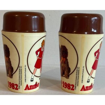 2 Vintage Little Orphan Annie 1932 - 1982 50th Anniversary Ovaltine Shaker Cups