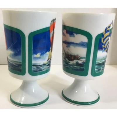 2 Vintage Sailboat Mugs - Ocean / Sailing / Yachting / Maritime / Nautical
