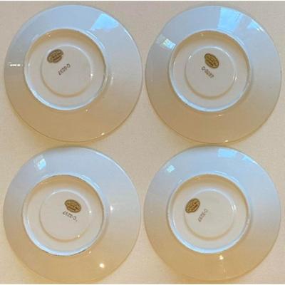 4 Vintage Ardco Floral Teacups & Saucers Japan Green / Orange / Yellow / Rose