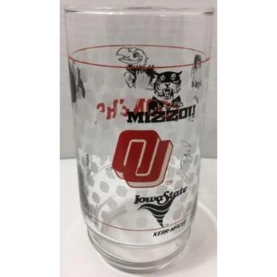 6 Oklahoma Sooners Glasses: 1990 Big Eight Nebraska, Kansas, Missouri, Colorado