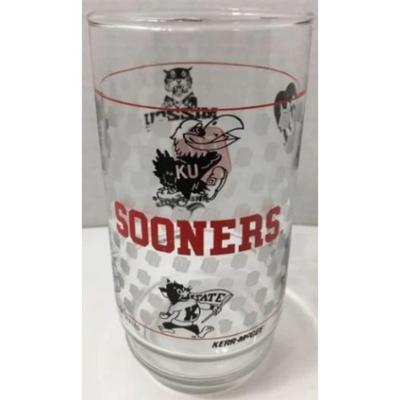 6 Oklahoma Sooners Glasses: 1990 Big Eight Nebraska, Kansas, Missouri, Colorado