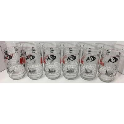 6 Oklahoma Sooners Glasses: 1990 Big Eight Nebraska, Kansas, Missouri, Colorado