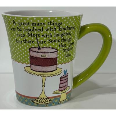 Leigh Standley Curly Girl Design Santa Barbara Studio Ceramic Mug Cake Green