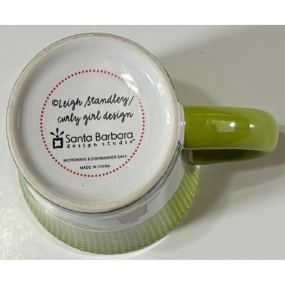 Leigh Standley Curly Girl Design Santa Barbara Studio Ceramic Mug Cake Green