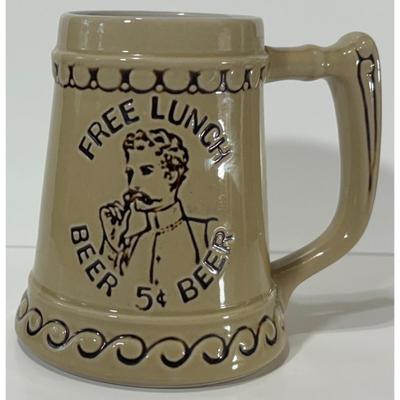 Vintage Ceramarte Free Lunch Beer 5 Cents Ceramic Mug Brazil