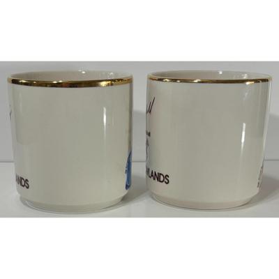 Cat Manzi & John Campbell The Meadowlands Harness Racing Vintage Ceramic Mugs NJ