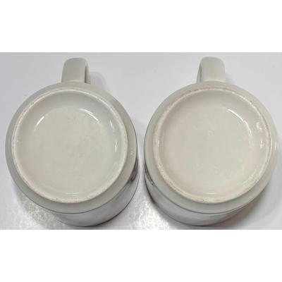 Cat Manzi & John Campbell The Meadowlands Harness Racing Vintage Ceramic Mugs NJ