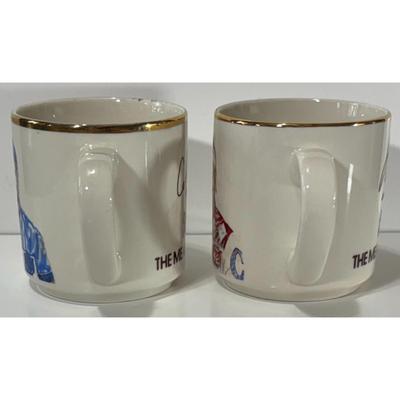 Cat Manzi & John Campbell The Meadowlands Harness Racing Vintage Ceramic Mugs NJ