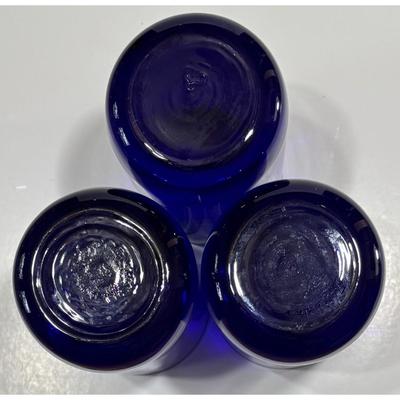 3 Vintage Brunswick Recreation Center Cobalt Blue 700 Series Bowling Glasses