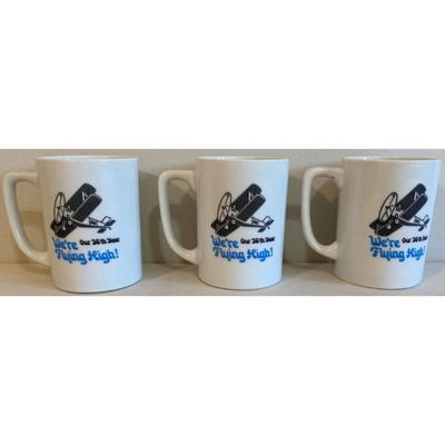 3 Vintage FAA Employees Credit Union "We're Flying High! Mugs Airplane Aviation