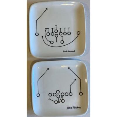 Football Dishware: End Around & Flea Flicker Plates / Whiskey Glass / Coffee Mug