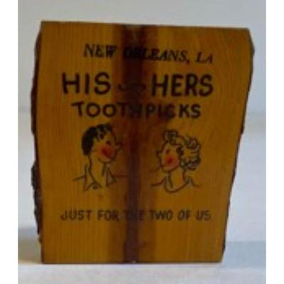 New Orleans Louisiana His Hers Wooden Toothpicks Holder - Just For The Two Of Us