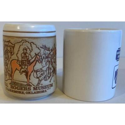 Oklahoma Collectibles Sooner State Ashtray / Turnpike Glass / Will Rogers Museum