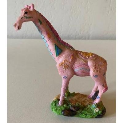 Pink Giraffe Plastic Figurine