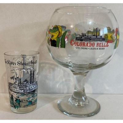 River Steamboat Glass & 48 oz. Colorado Belle Hotel Casino Laughlin NV Glass