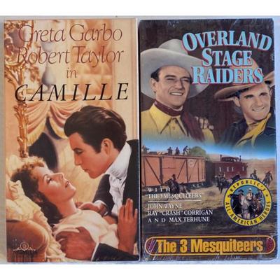 Sealed VHS lot - Camille & Overland Stage Raiders. John Wayne / Greta Garbo