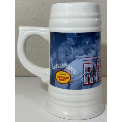 2 Texas Rangers Ceramic Mugs & Plastic Travel Cup Thailand Sweet Baby Ray's BBQ