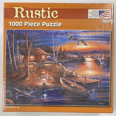 Rustic Droppin' In Ray Mertes 1000 Piece 26 5/8" x 19 1/4" Puzzle - NEW / SEALED