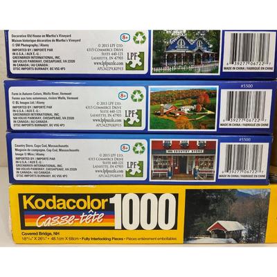 4 New England Puzzles: NH Covered Bridge, Farm, Martha's Vineyard - NEW / SEALED