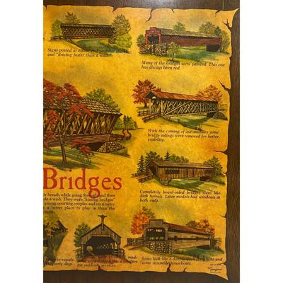 Vintage 12" x 16" Covered Bridges Wall Picture Plaque