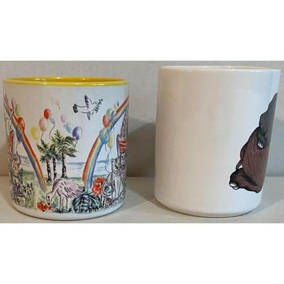 Vintage 1997 Flowers Inc Balloons Noah's Ark & 1989 ARTMARK Elephant Coffee Mugs