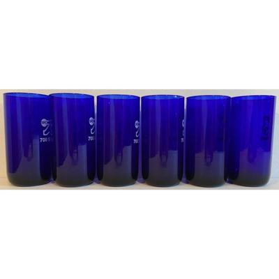 6 Vintage Brunswick Recreation Center Cobalt Blue 700 Series Bowling Glasses