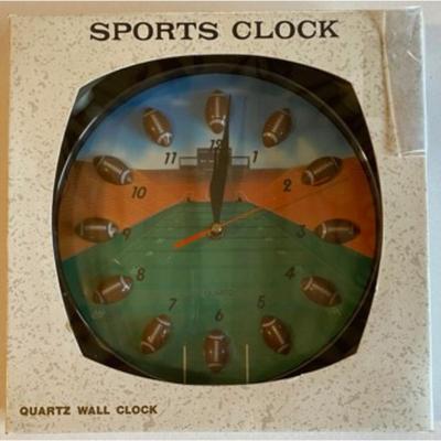 Vintage Football Clock Battery Operated Panclox International 11" Round