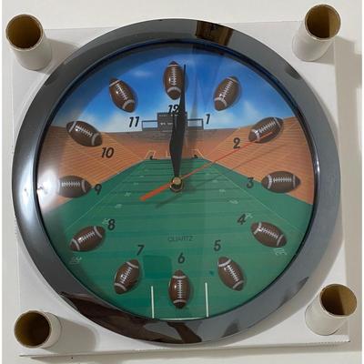 Vintage Football Clock Battery Operated Panclox International 11" Round