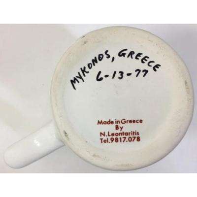 Vintage Mykonos, Greece 6-13-77 Mug Made In Greece By N. Leontaritis