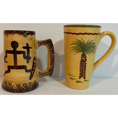 Z Gallerie Palm Tree Mug & Hand Made "Sail Maker" Hawaii Coffee Mugs