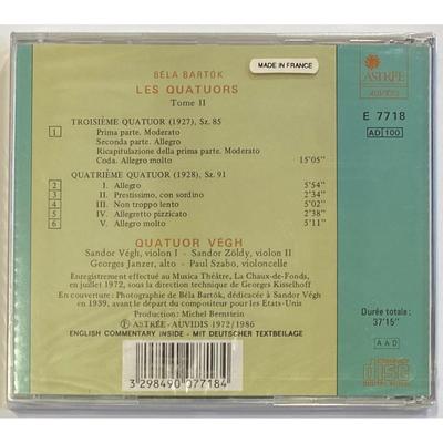 Bela Bartok - Quatuors No 3 & 4: Quatuor Vegh CD. Cracked Case. New.