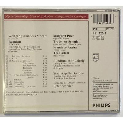 Peter Schreier - Mozart: Requiem CD. New. Label Code: 411 420-2