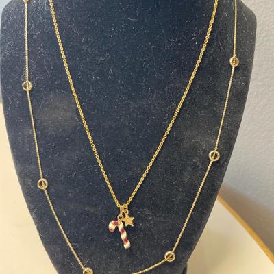 Monet candy cane & 24k electroplate necklace