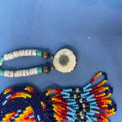 Sale Photo Thumbnail #144: The lapis beads are strung on fishing wire and need to be strung properly.  The rest is all in great shape.