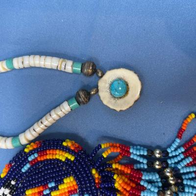 Sale Photo Thumbnail #143: The lapis beads are strung on fishing wire and need to be strung properly.  The rest is all in great shape.