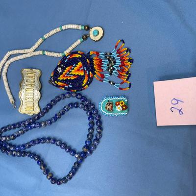 Sale Photo Thumbnail #137: The lapis beads are strung on fishing wire and need to be strung properly.  The rest is all in great shape.