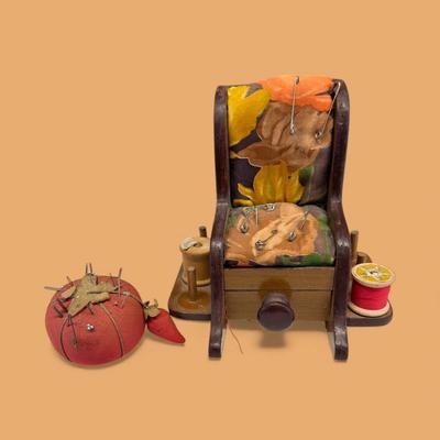 Sale Photo Thumbnail #417: Basket full of Yarn and Pin Cushion